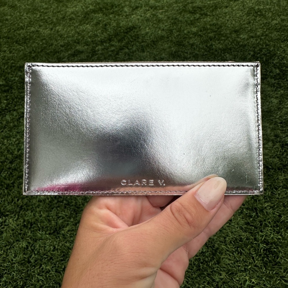 New with Tags - Clare V - Card Zip Wallet- Silver Card Holder with Zipper